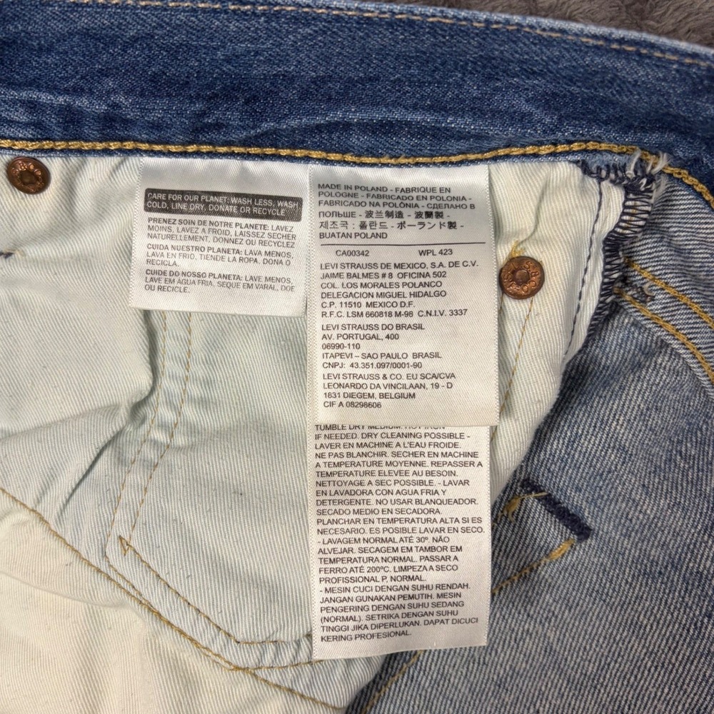 Levi Strauss Jeans Mens 38 Blue 501 Original Fit Button Fly Straight Denim Baggy - Picture 8 of 9